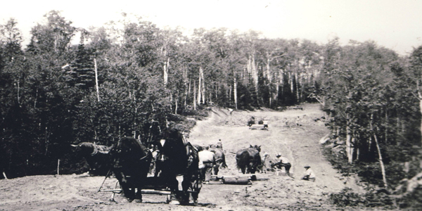Image of building a road in the early 1900's